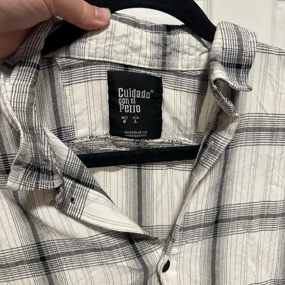 Cuidado con el Perro Black & White Flannel Men's L, Large - Picture 2 of 5